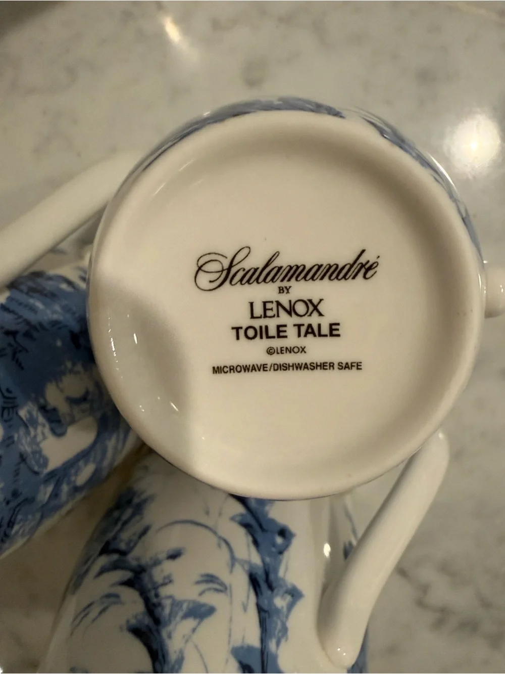 SCALAMANDRE by LENOX Toile Tale Blue 3 Mugs in Chinoiserie Pattern:  L TOTAM